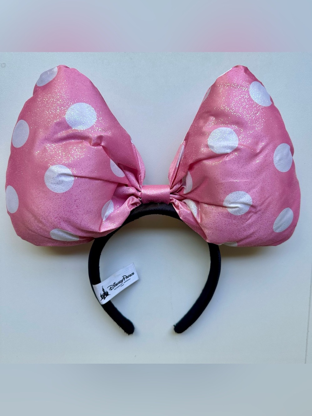 Disney Parks Minnie Mouse Pink Polka Dot Bow Ears Headband Vintage 2014